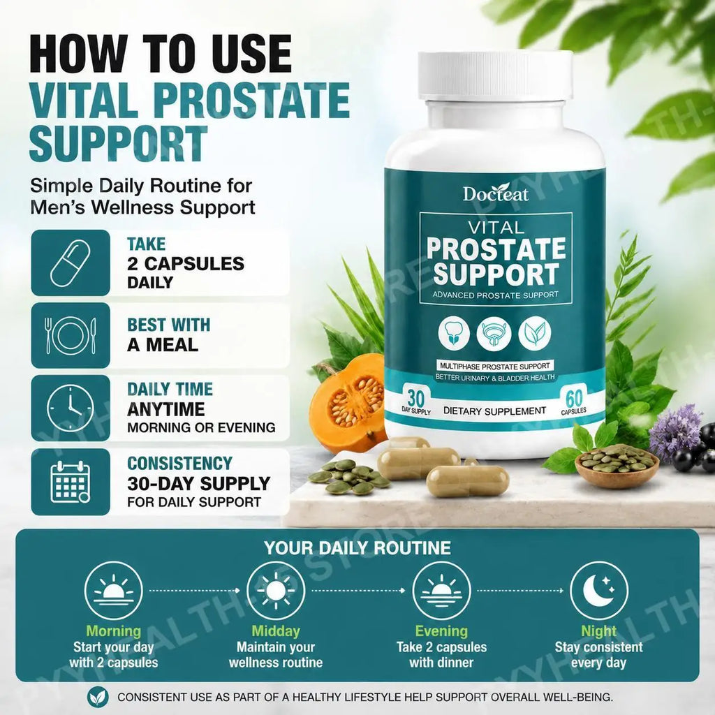 Men's Daily Wellness Capsules – Saw Palmetto, Zinc, Vitamin D3 60ct Men's Wellness Supplement Qst