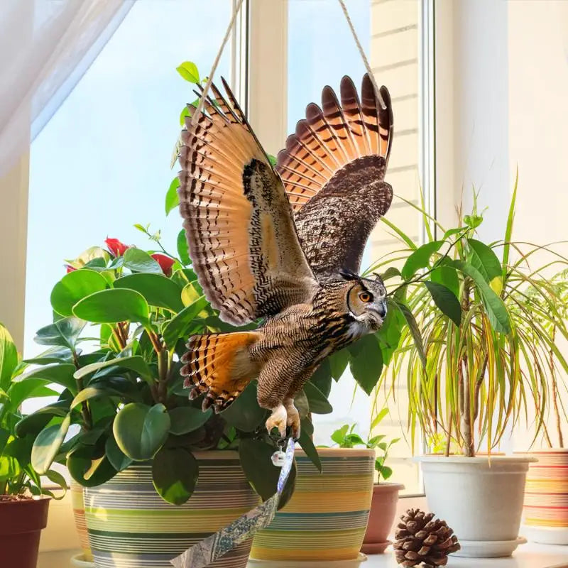 Reflective Owl Scarecrow Waterproof Bird Repeller | 12in Bird Repeller Decoy Qme