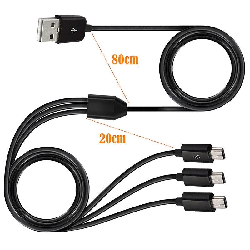 1M USB to 3x Mini USB 5-Pin Y Splitter Charging & Data Cable USB Splitter Cable Qme