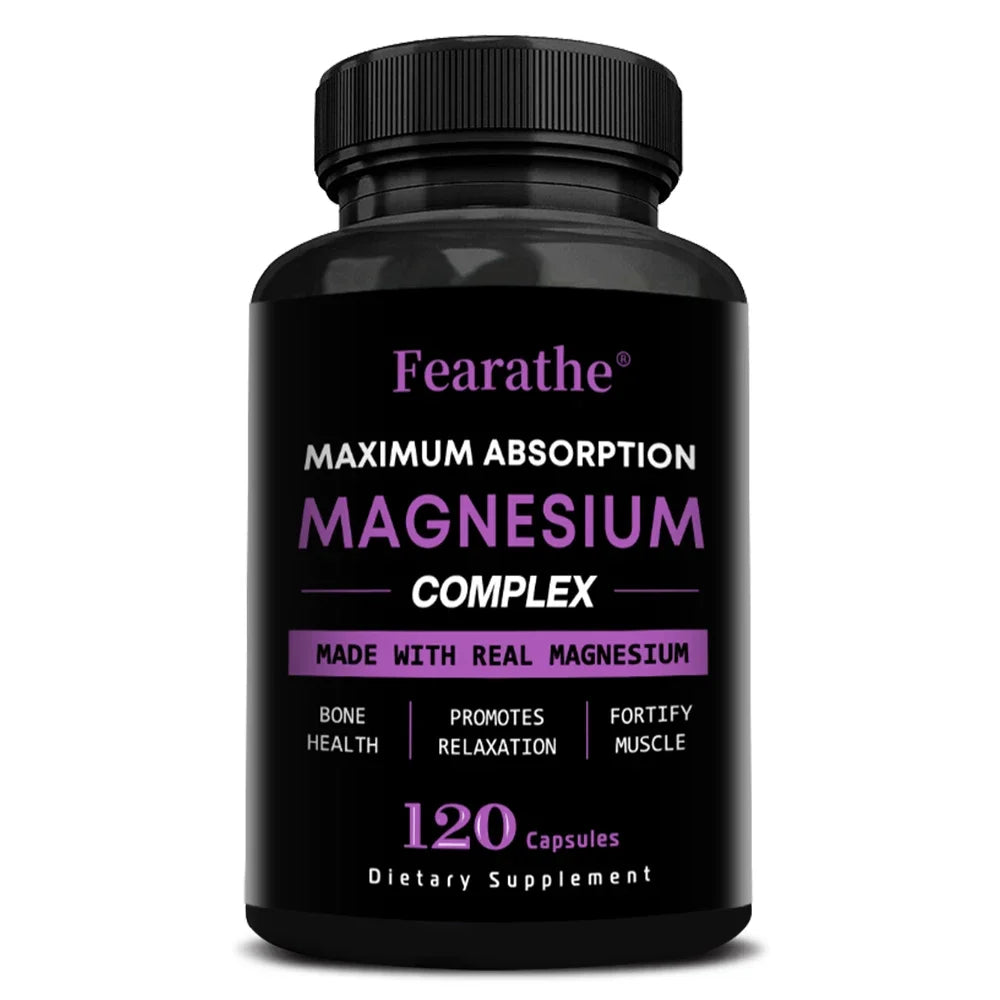 Magnesium Complex Capsules – Oxide & Citrate 500mg | Fearathe Magnesium Supplement Qst 120 count-1 bottle