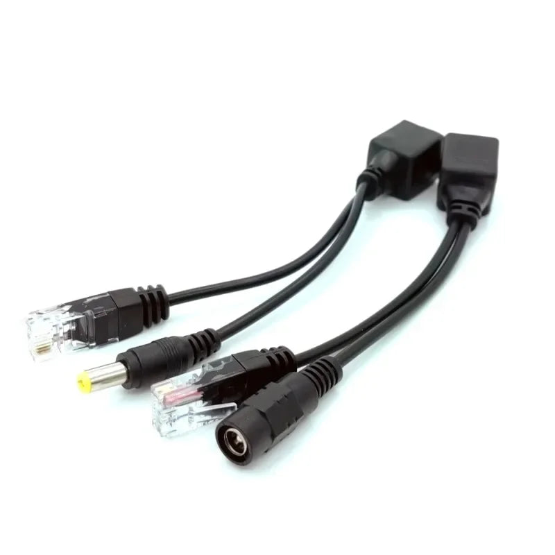 PoE Splitter Waterproof RJ45 Power Adapter Cable 5V–48V 5-Pack PoE Splitter Cable Qme 5 pair black