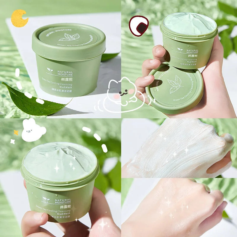 Green Tea Ice Mud Mask – Cleansing, Moisturizing & Oil Control Clay Face Mask Qst