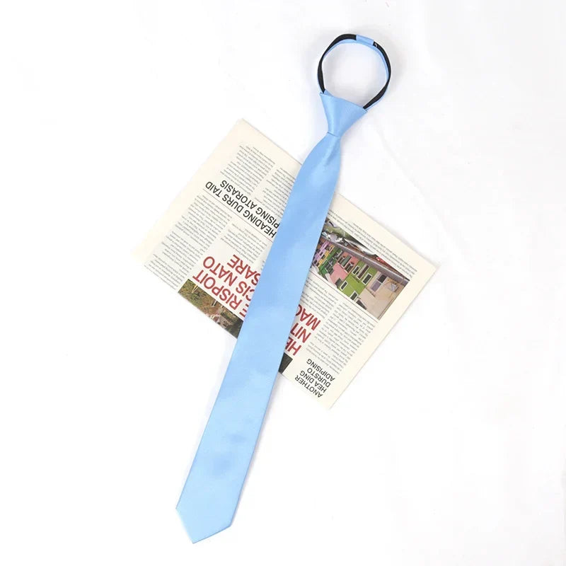 Unisex Clip-On Zipper Tie | Polyester, 11 Colors Clip-On Zipper Tie Qme LIGHT BLUE