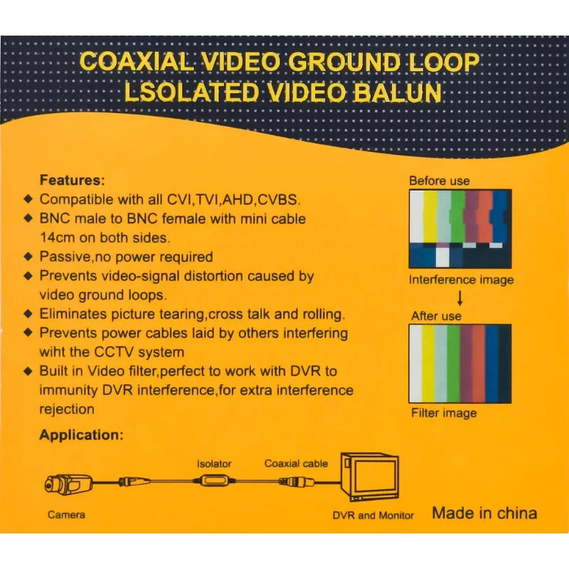 Passive Video Coaxial Ground Loop Isolator for CCTV Cameras Video Signal Isolator Qme