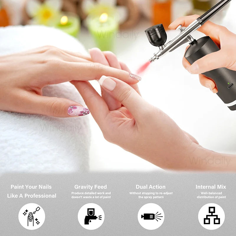 Windaily Cordless Airbrush Kit with Compressor – Nail Art & Craft Airbrush Kit Qst