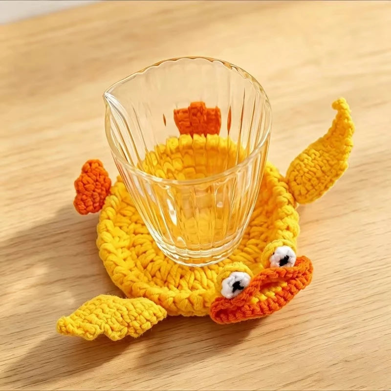 Crochet Animal Coaster – Handwoven Heat-Resistant Drink Mat Crochet Drink Coaster Qst