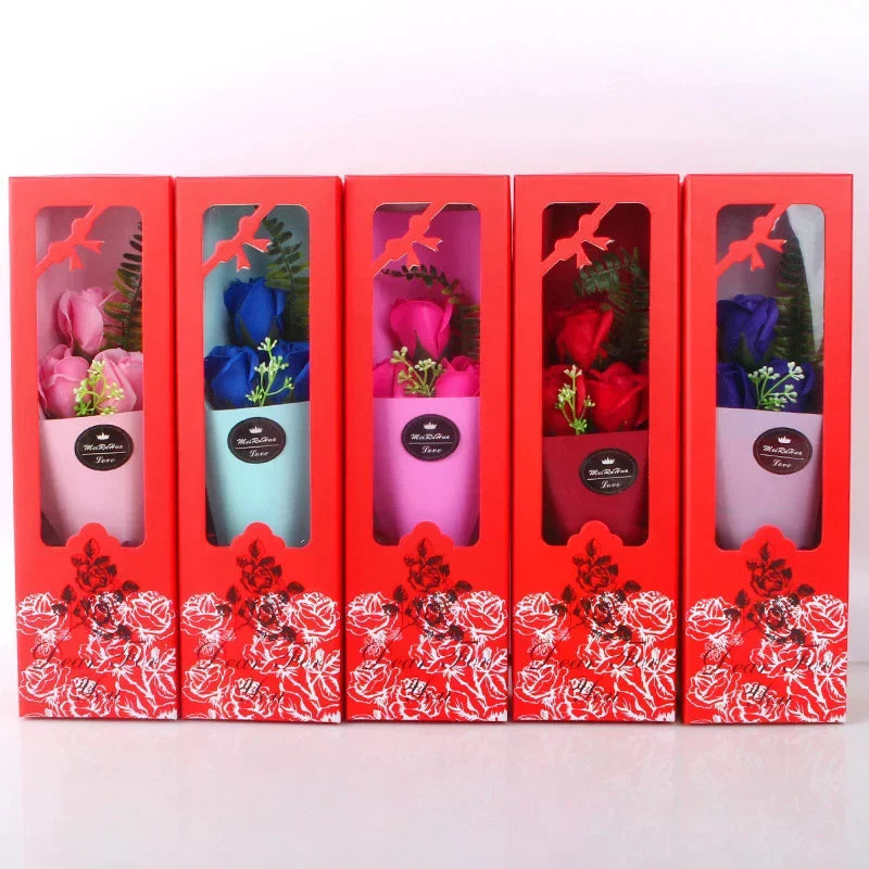 Luxury Artificial Soap Flower Bouquet Gift Box – 10 Colors Artificial Flower Gift Set Qme