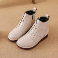 Women's Retro Genuine Leather Ankle Boots – Warm Plush Zip Women's Ankle Boots Qst Creamy white 39