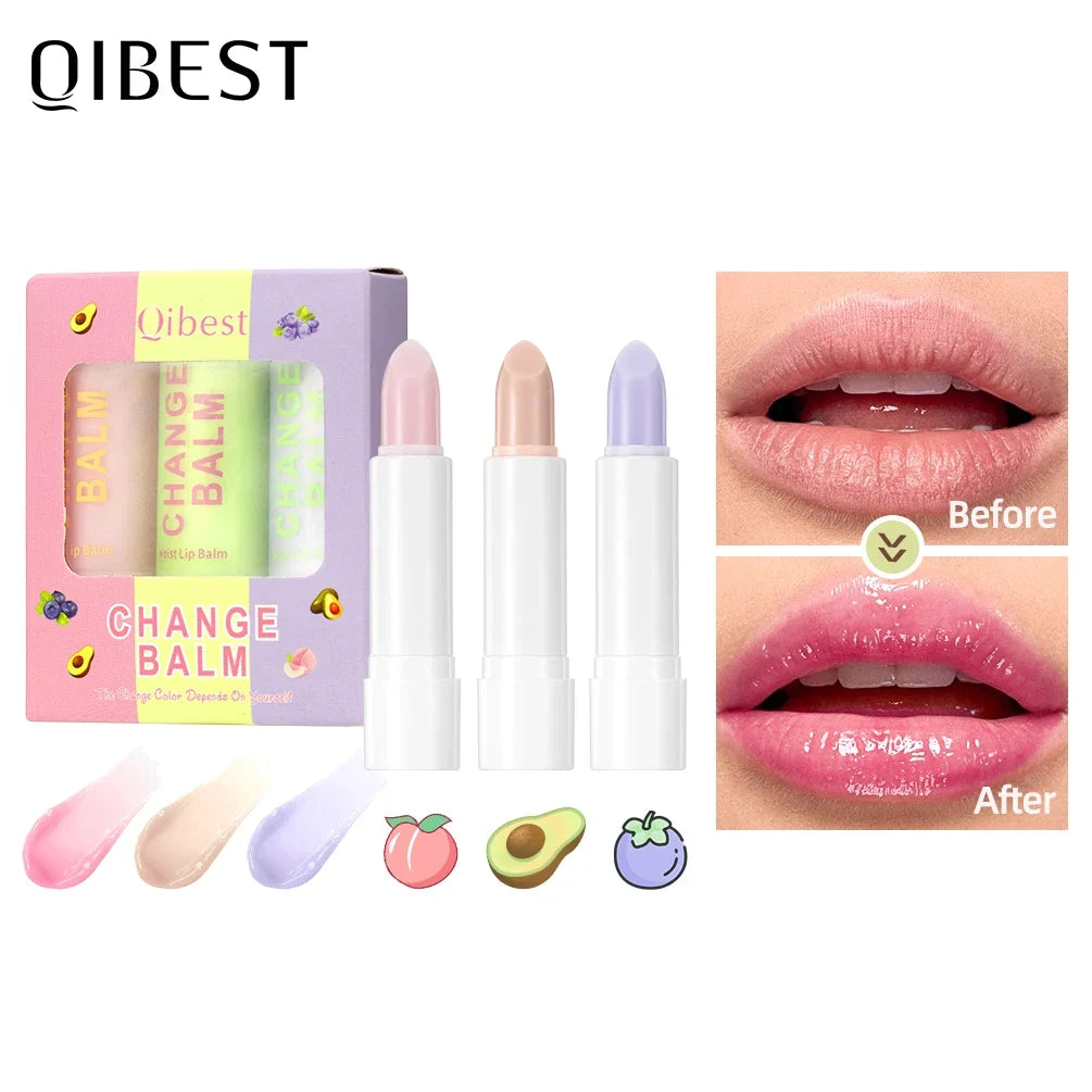 QIBEST Color-Changing Lip Balm Set – Moisturizing Tinted Lip Care Tinted Lip Balm Qme Lip Balm Sets