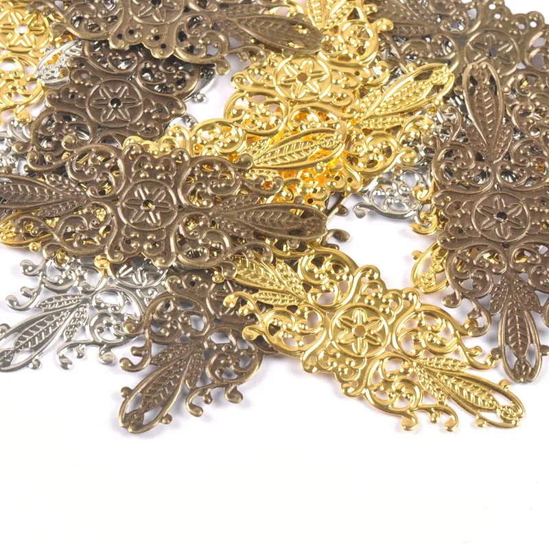 Flower Filigree Wraps & Connectors for Jewelry Making – 10pcs Jewelry Findings Qme