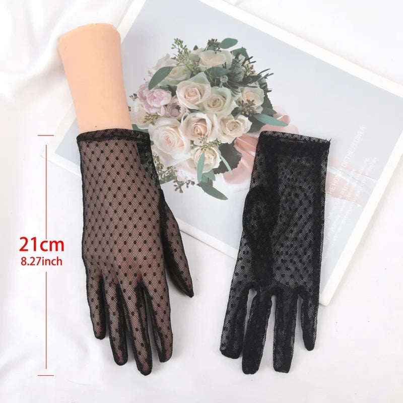 Women's Vintage Sheer Lace Gloves | UV Protection Driving Lace Fashion Gloves Qme