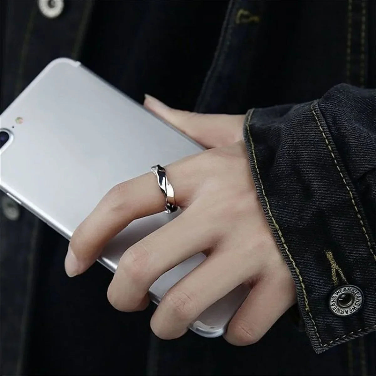 Metal Twist Open Adjustable Ring for Men & Women Adjustable Fashion Ring Qme