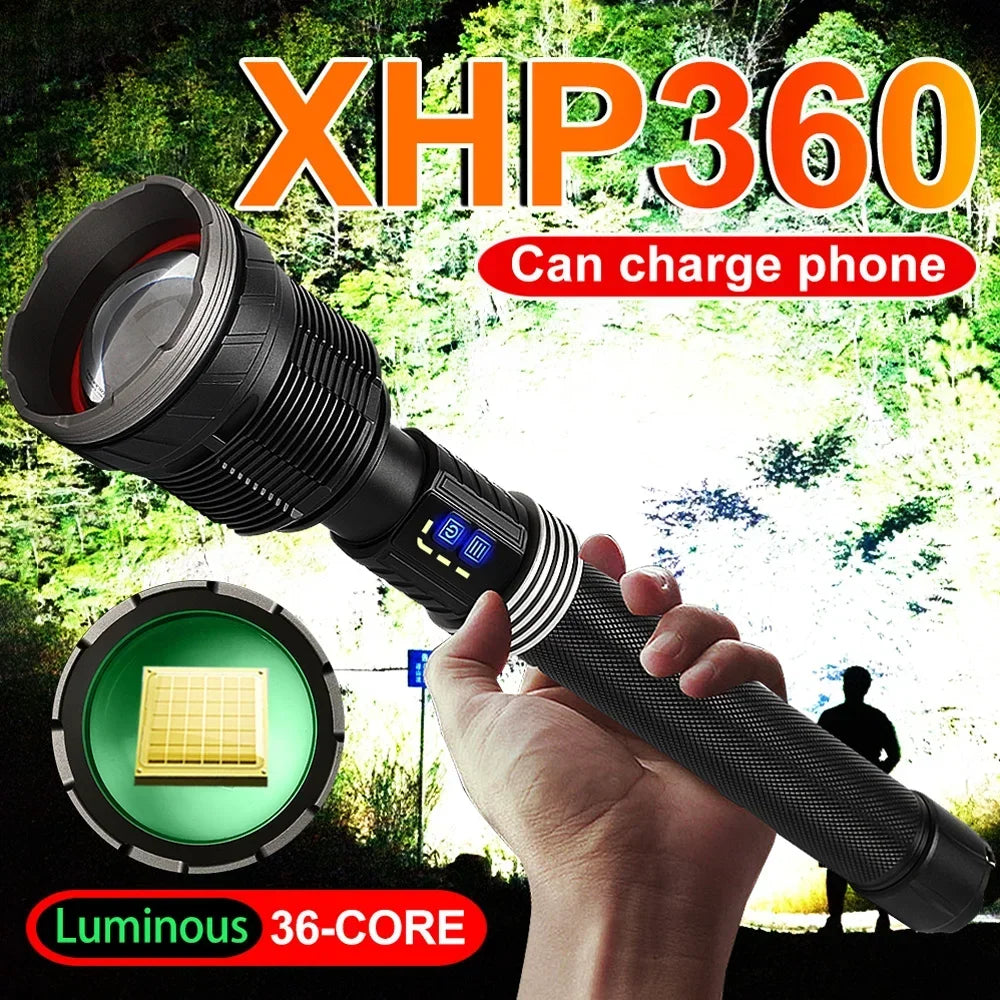 XHP360 36-Core COB LED Flashlight – Zoom & Rechargeable LED Flashlight Qst