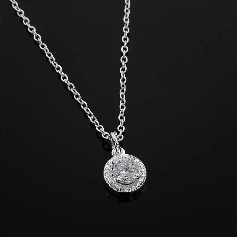 Bridal CZ Necklace Earrings & Ring Set – 925 Sterling Silver Bridal Jewelry Set Qme