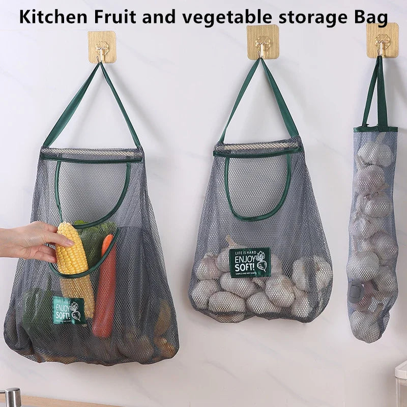 Reusable Hanging Mesh Storage Bags for Fruits & Vegetables Mesh Storage Bag Qme