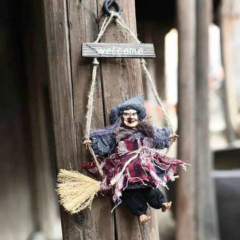 Witch Doll Hanging Halloween Decor – Flying Ghost Pendant Halloween Hanging Decor Qme