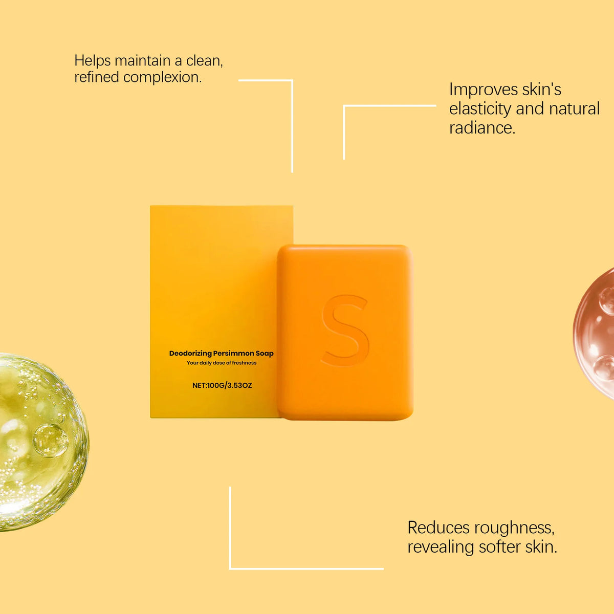 Persimmon Body Soap 100G – Moisturizing Exfoliating Bar Body Bar Soap Qst