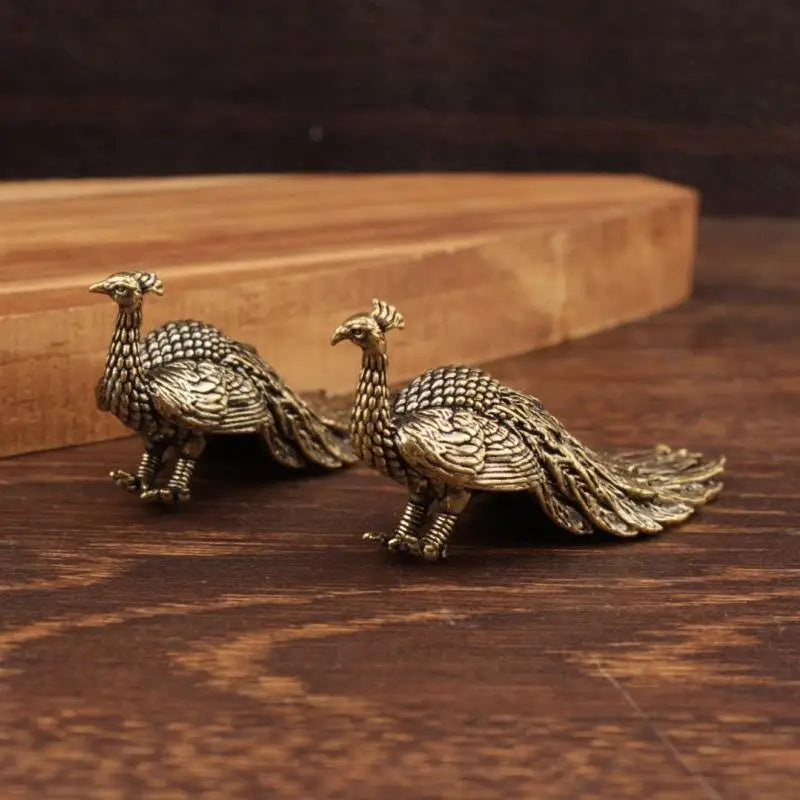 Brass Peacock Ornament Statue – Chinese Handicraft Home Decor Decorative Statue Qme