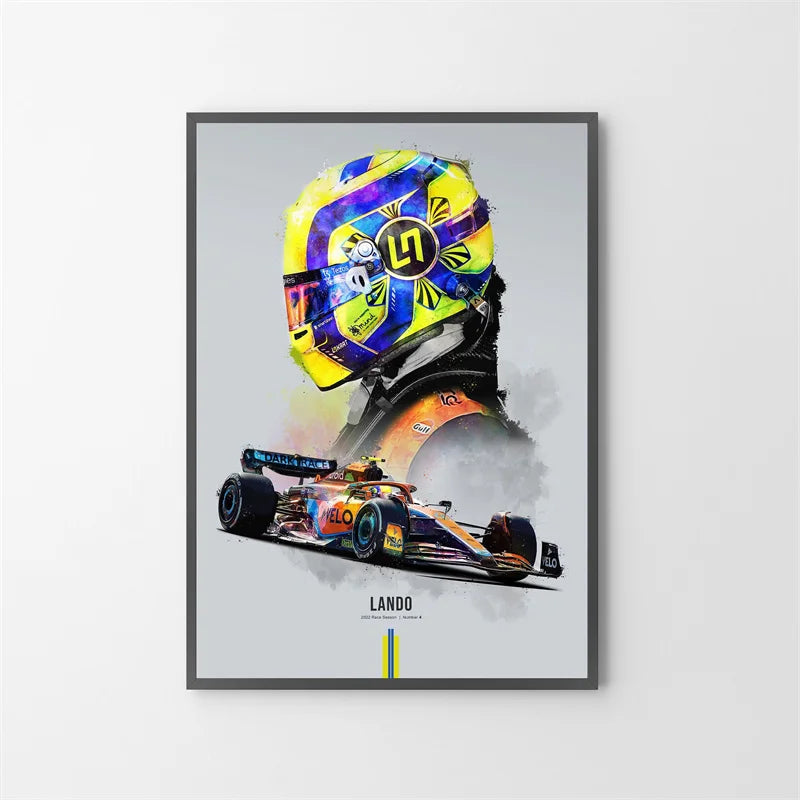 Watercolor F1 Racing Driver Helmet Canvas Print Wall Art Canvas Wall Art Qst 2 40x50cm Unframed