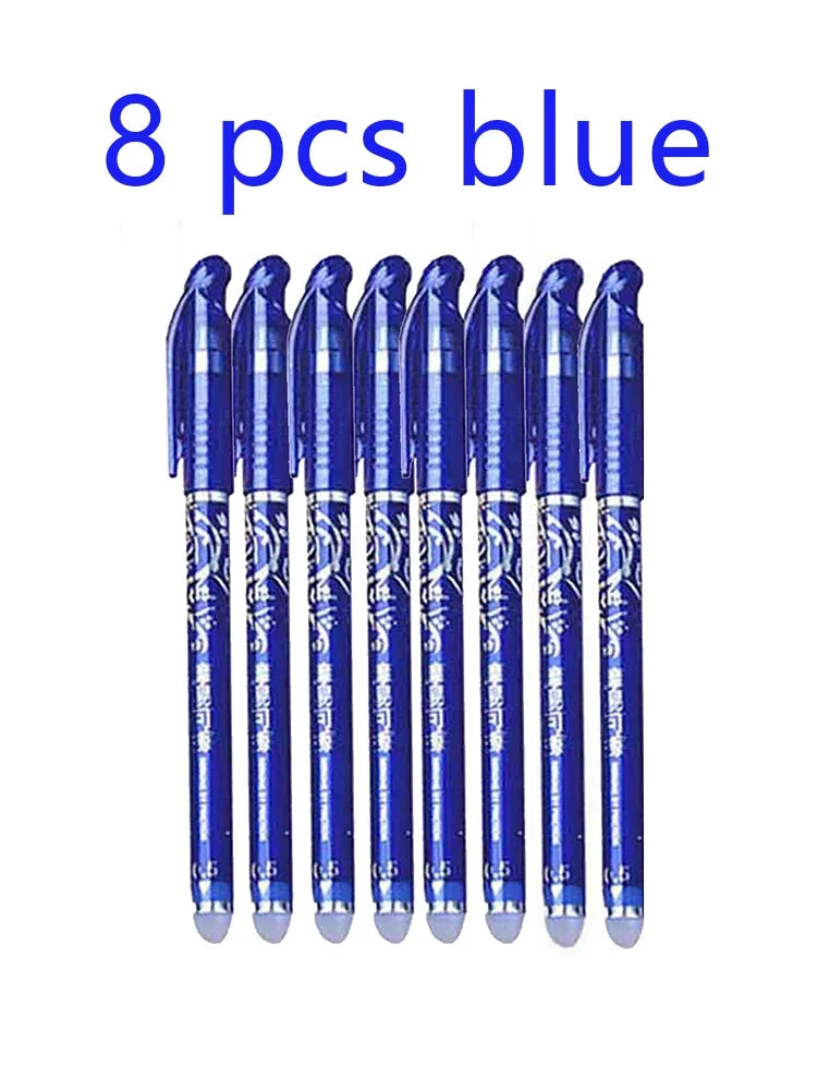 Blue Needle-Tip Erasable Gel Pens – Kawaii School Stationery Erasable Gel Pens Qme 8 pcs blue
