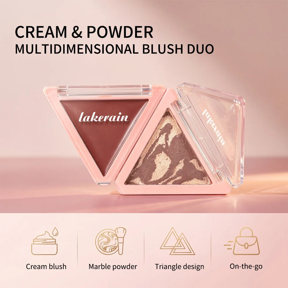 DANCHEL Two-Tone Blush Palette – Dual Cream & Powder Blush Blush Palette Qst