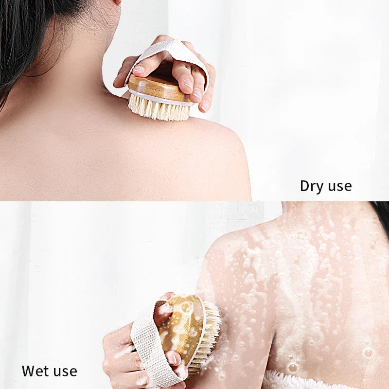 Natural Bristle Dry Body Brush – Exfoliating & Massage Tool Dry Body Brush Qme
