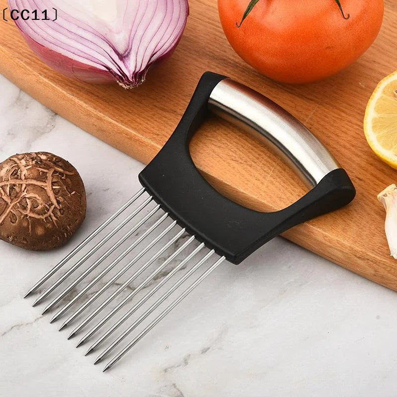 Stainless Steel Onion & Tomato Slicer Holder Kitchen Tool Vegetable Slicer Holder Qme Default Title