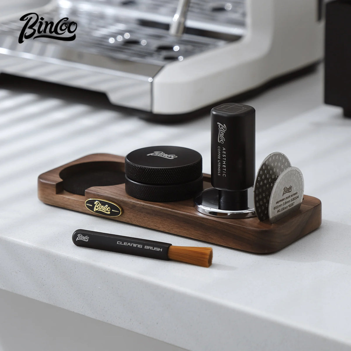 Bincoo Coffee Tamper Holder 51–58mm Wooden Storage Base Tamper Holder Qst