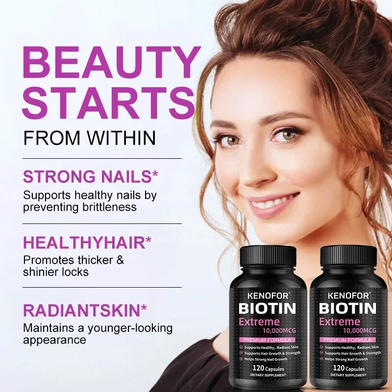 Kenofor Biotin Capsules – Hair, Skin & Nail Supplement Biotin Supplement Qst