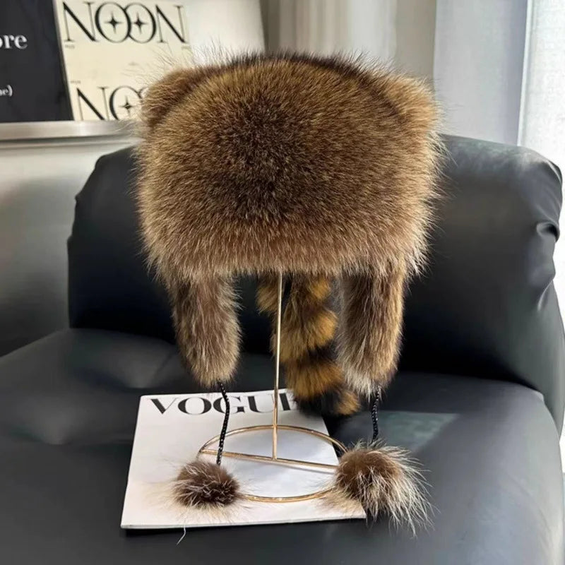 Kids Winter Raccoon Trapper Hat with Ear Flaps | Warm Felt Kids Winter Trapper Hat Qme