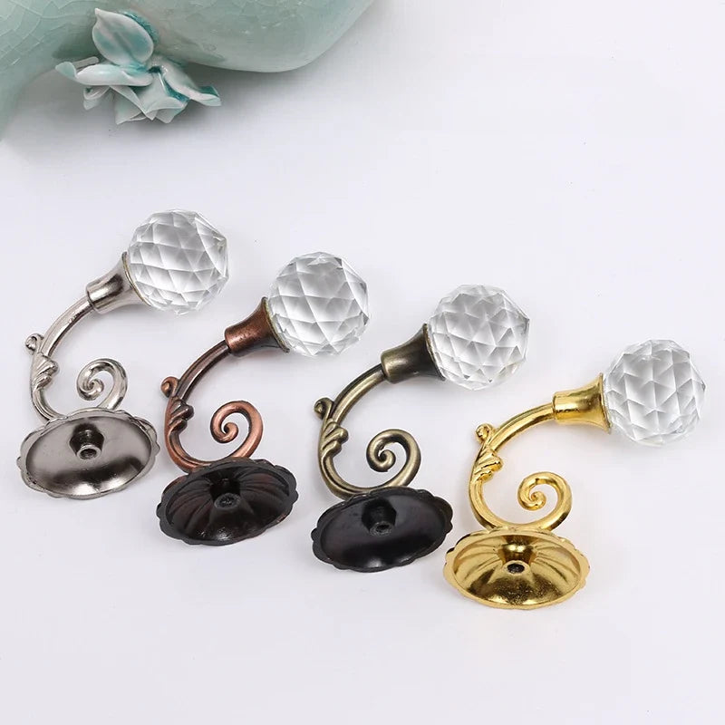 Metal Crystal Glass Curtain Holdbacks – Decorative Wall Tie Backs Curtain Holdback Hooks Qme