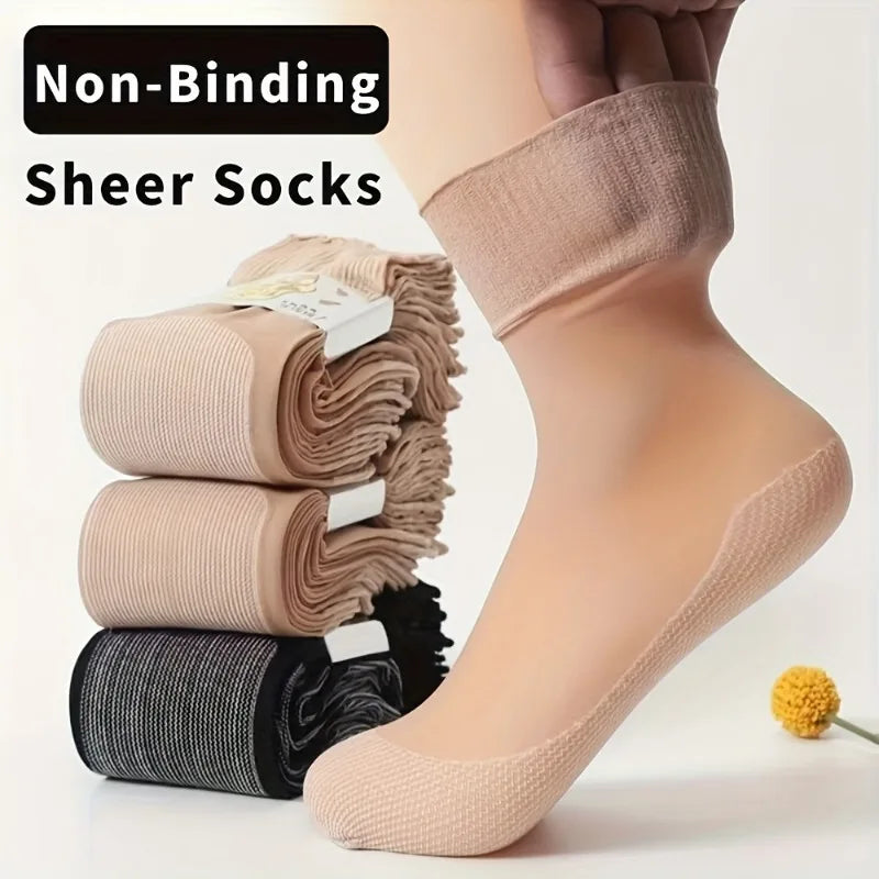 Women's Non-Binding Sheer Ankle Socks with Cotton Sole Sheer Ankle Socks Qme