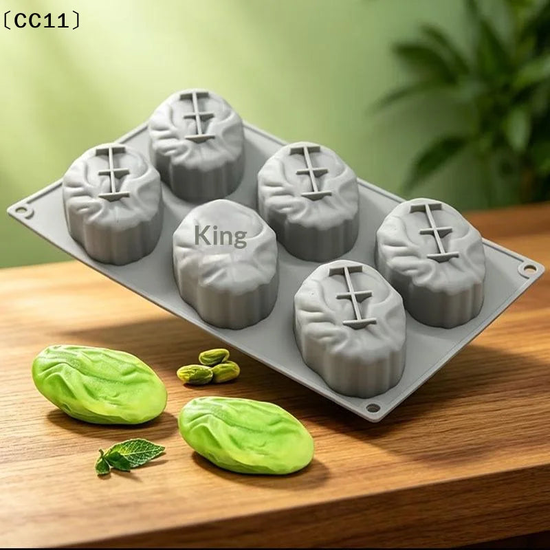Silicone 6-Cavity Pistachio Mold – Non-Stick Baking & Craft Silicone Baking Mold Qme