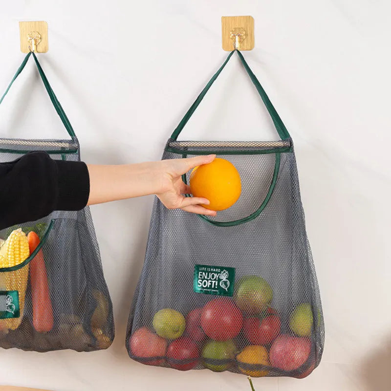 Reusable Hanging Mesh Storage Bags for Fruits & Vegetables Mesh Storage Bag Qme