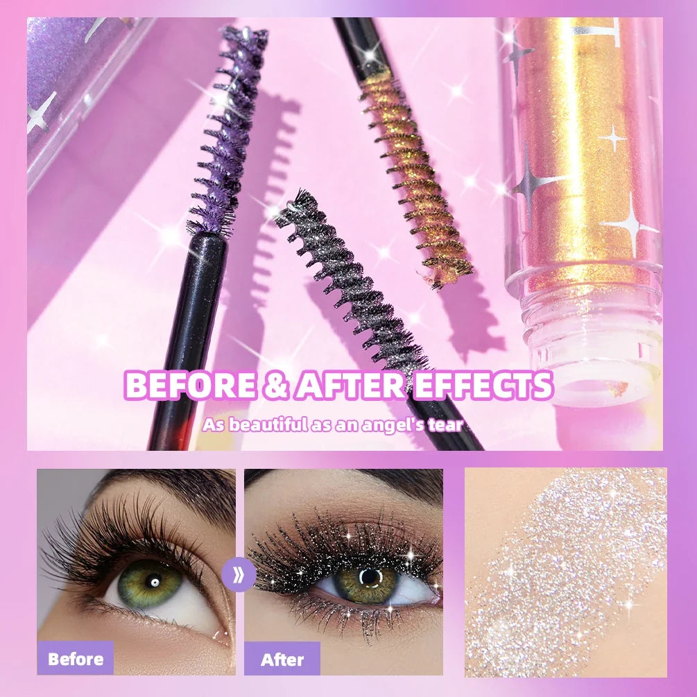 QIBEST Glitter Mascara – Diamond Shimmer Curling & Lengthening Glitter Mascara Qme