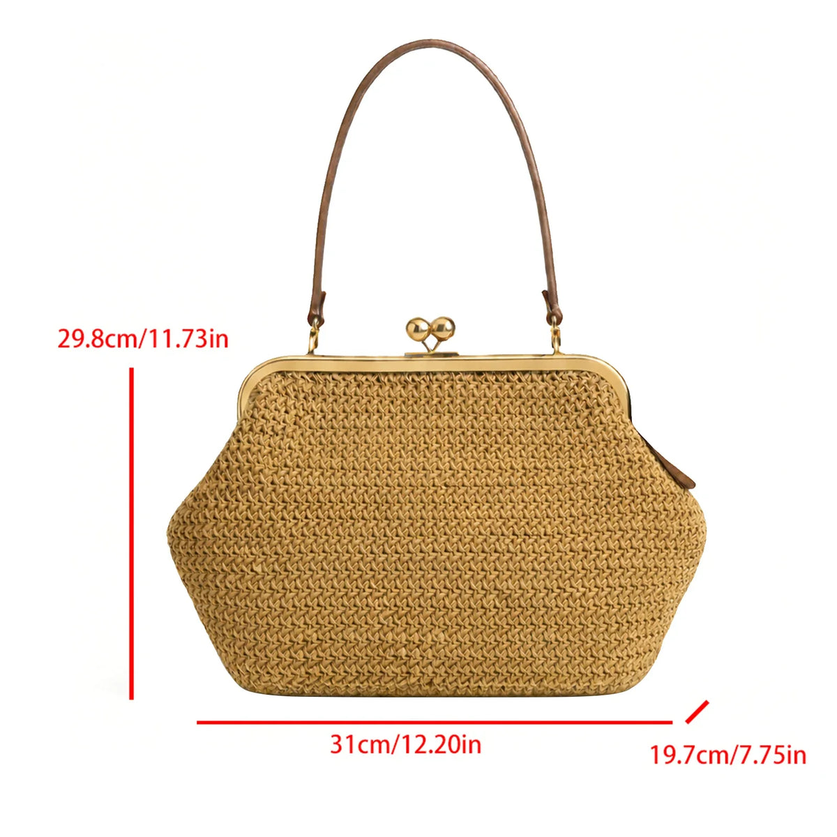 Boho Straw Woven Tote Bag – Striped Beach Handbag & Clutch Straw Tote Bag Qme