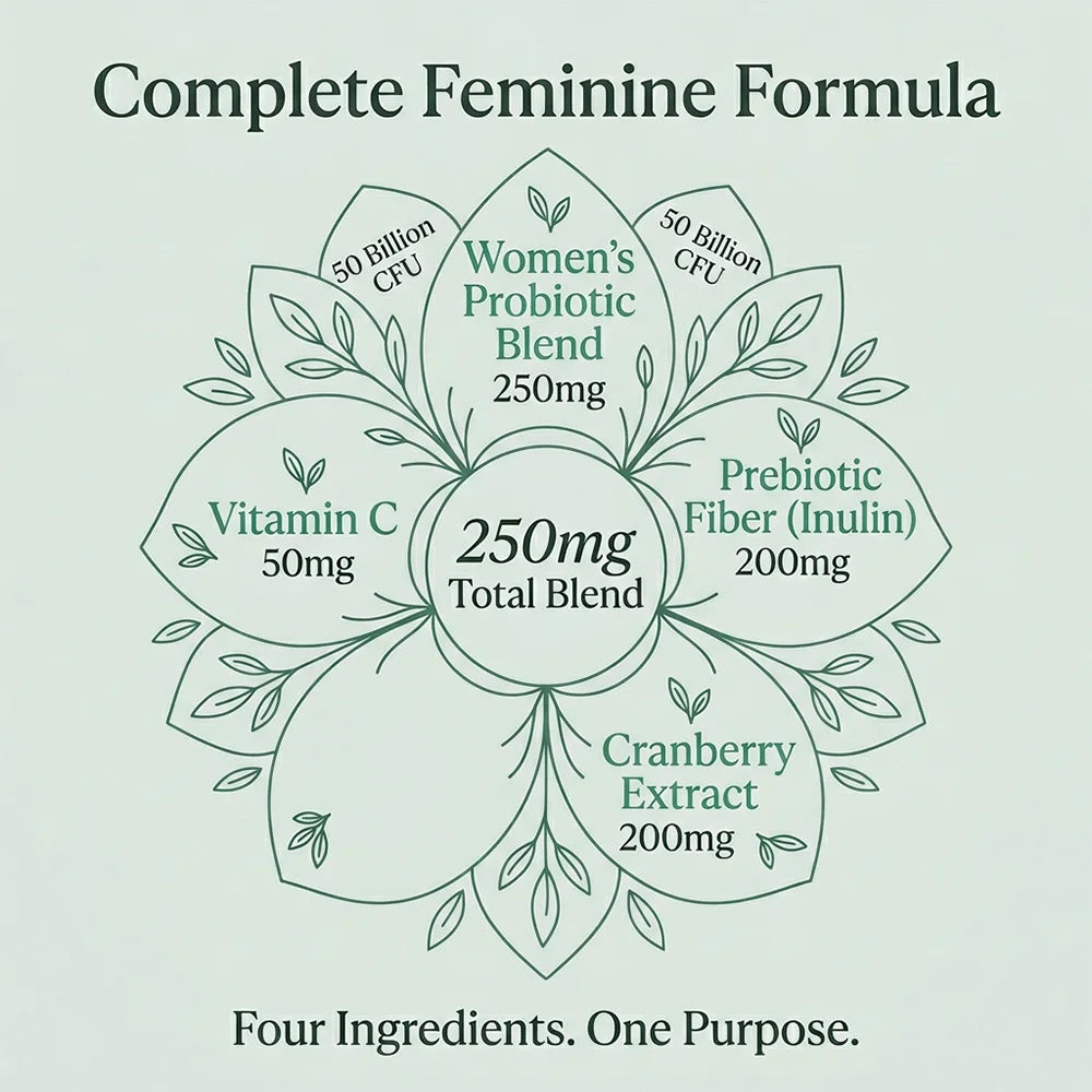 Women's Pre+Probiotic Capsules – 50B CFU, Vitamin C & Cranberry Probiotic Supplement Qst