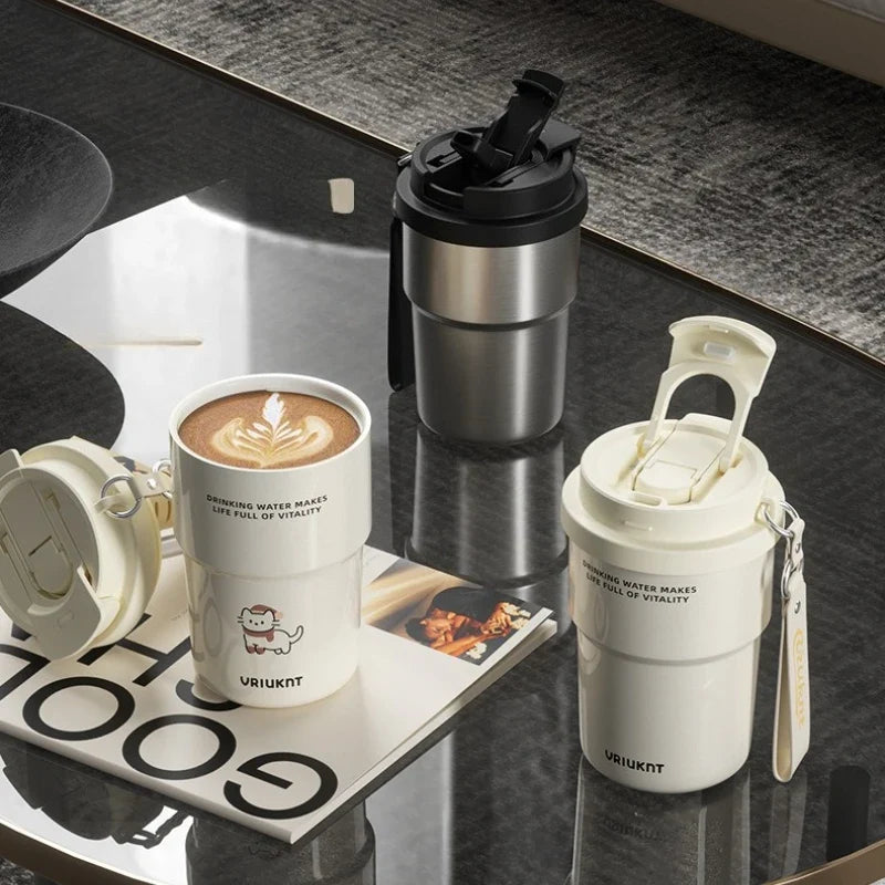 Ceramic Inner Lined Straw Tumbler Coffee Cup | 4 Colors Straw Tumbler Qme