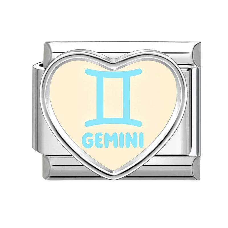 Zodiac Italian Charms – Virgo, Leo & Taurus Stainless Steel Charm Bracelet Links Qme Style 3