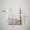 Lace Wedding Candy Bags Brocade Drawstring Embroidery 10pcs Wedding Favor Bags Qme Beige 10Pcs