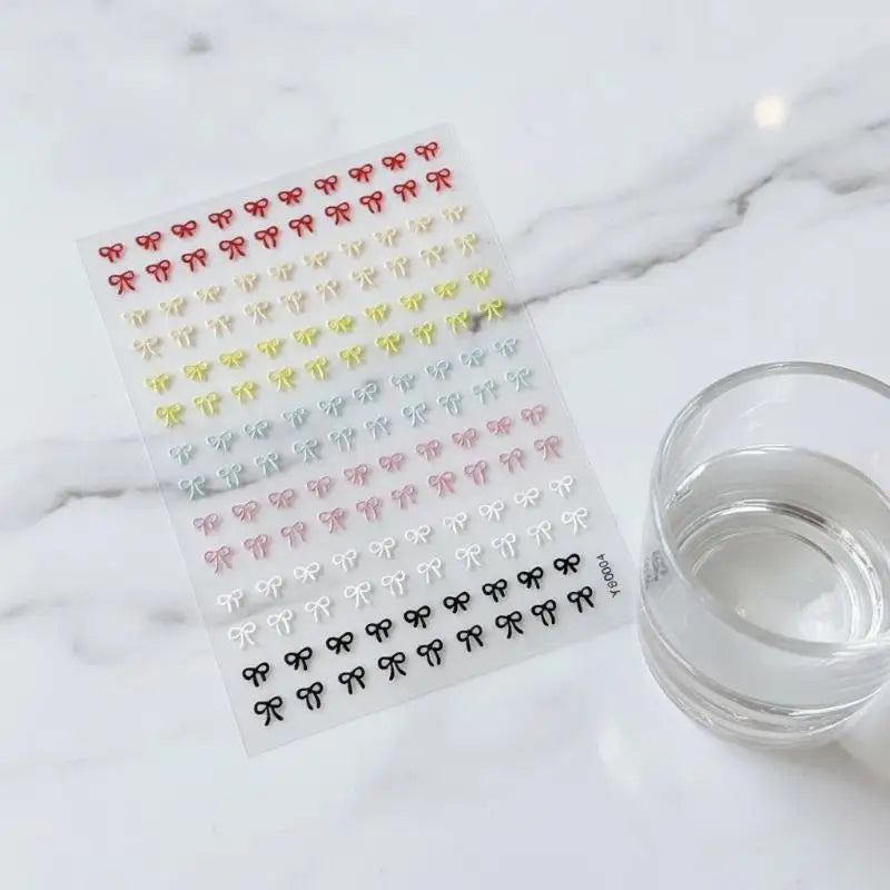 3D Mini Bow Nail Art Stickers – Self-Adhesive Multicolor Nail Art Stickers Qme
