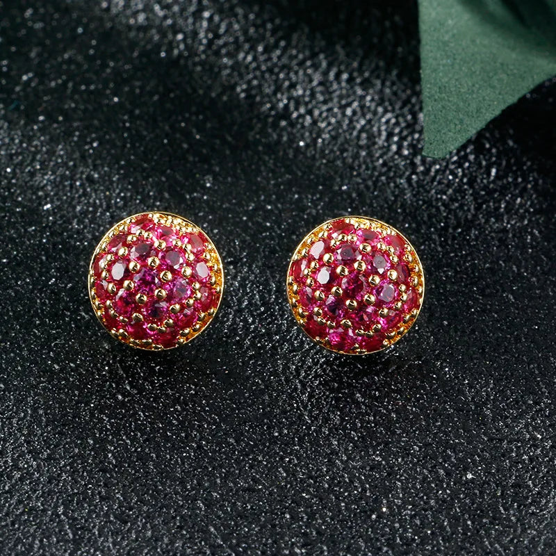 Women's Copper Zircon Stud Earrings – Elegant Jewelry Stud Earrings Qme Fuchsia