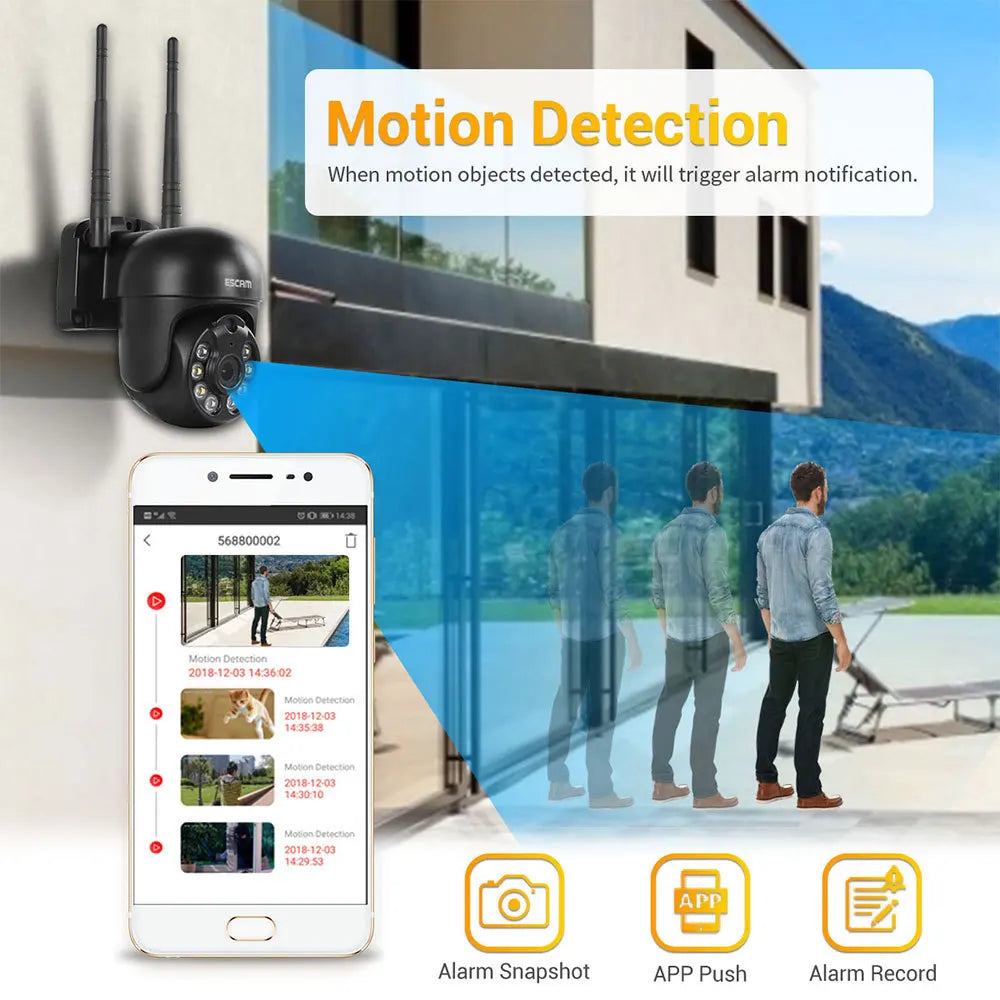 ESCAM 3MP HD Wireless CCTV PTZ System | 8CH NVR & Night Vision Wireless CCTV System Qme