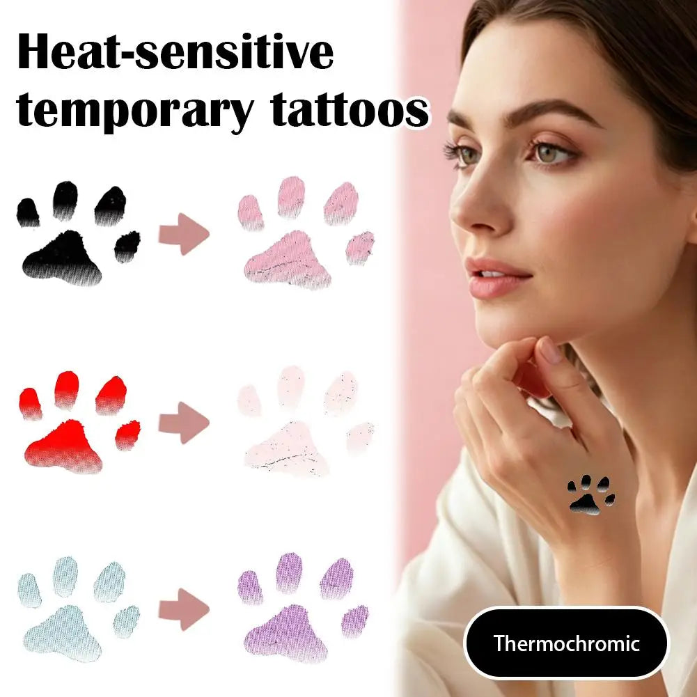 Temperature-Sensitive Paw Print Cat Face Temporary Tattoos Temporary Tattoo Stickers Qme