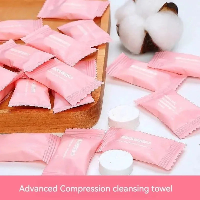 Compressed Cotton Disposable Face Towels Travel Bag – 50 Pcs Disposable Face Towels Qme