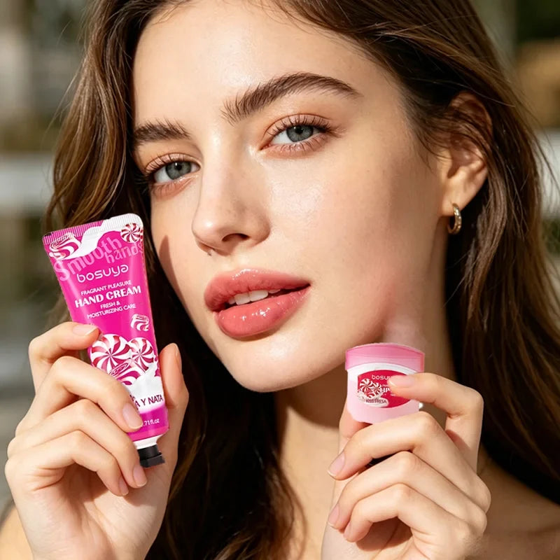 Fragrant Hand Cream & Lipstick Set – Deep Moisturizing Lip Care Hand & Lip Care Set Qme
