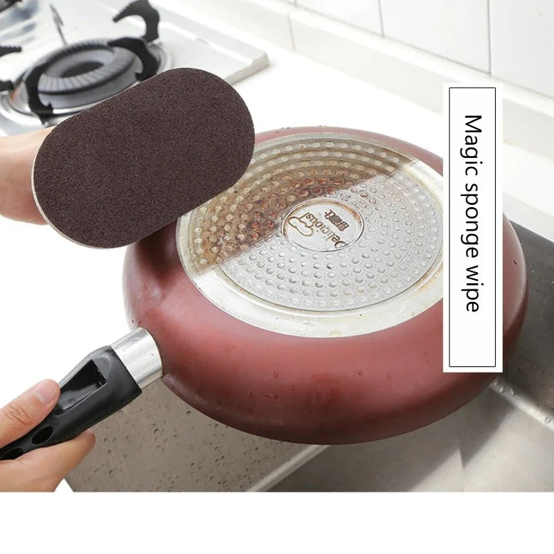 Emery Sponge Scrubber with Handle – Pot & Bowl Cleaner Kitchen Scrubber Sponge Qme
