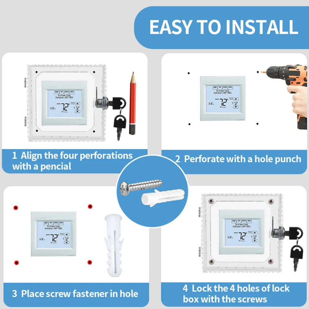 Transparent Acrylic Thermostat Lock Box Cover with 2 Keys Thermostat Lock Box Qme
