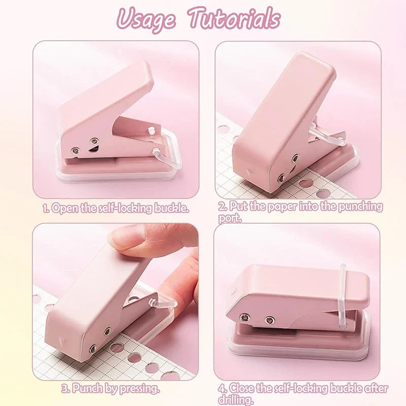 Mini Single Hole Punch – Portable Kawaii Paper Puncher Single Hole Punch Qme
