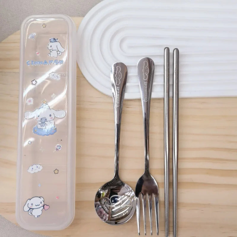Kuromi 3-Piece Stainless Steel Portable Cutlery Set Portable Cutlery Set Qme 4